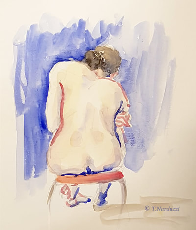 Seated Nude - watercolour - 9x12"