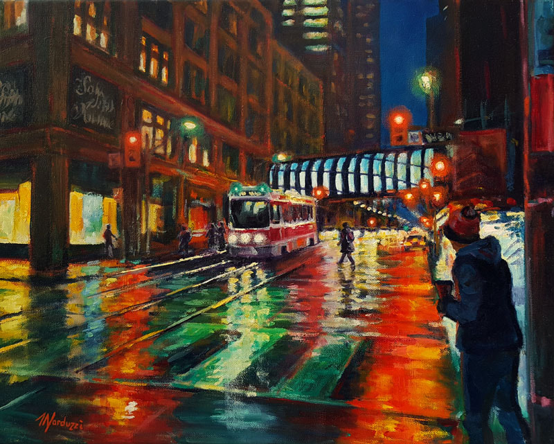 Queen Street After the Rain, Reflections - oil on canvas - 16x20" - sold