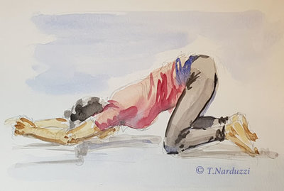 Yoga Pose - watercolour - 9x12"
